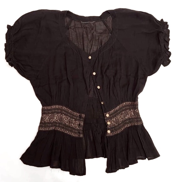 Vintage Black Button Down Blouse - Picture 2 of 3